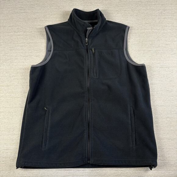 L.L. Bean Mens Full Zip Up Outdoor Vest Black & Grey Pockets Men’s Size Small L - Picture 1 of 7